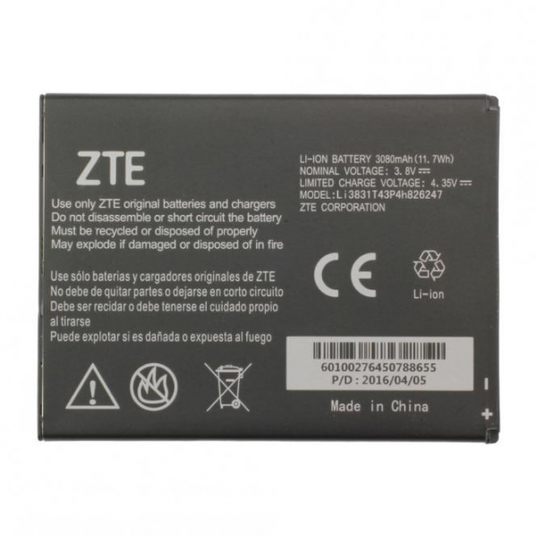 Akku Original ZTE Li3831T43P4h826247 für Grand X3, 3080 mAh, 3.8V