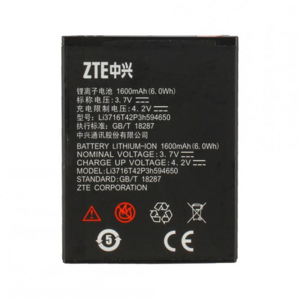 Akku Original ZTE LI3716T42P3H5946 für Warp Sequent, Grand X, 1650 mAh, 3.7V